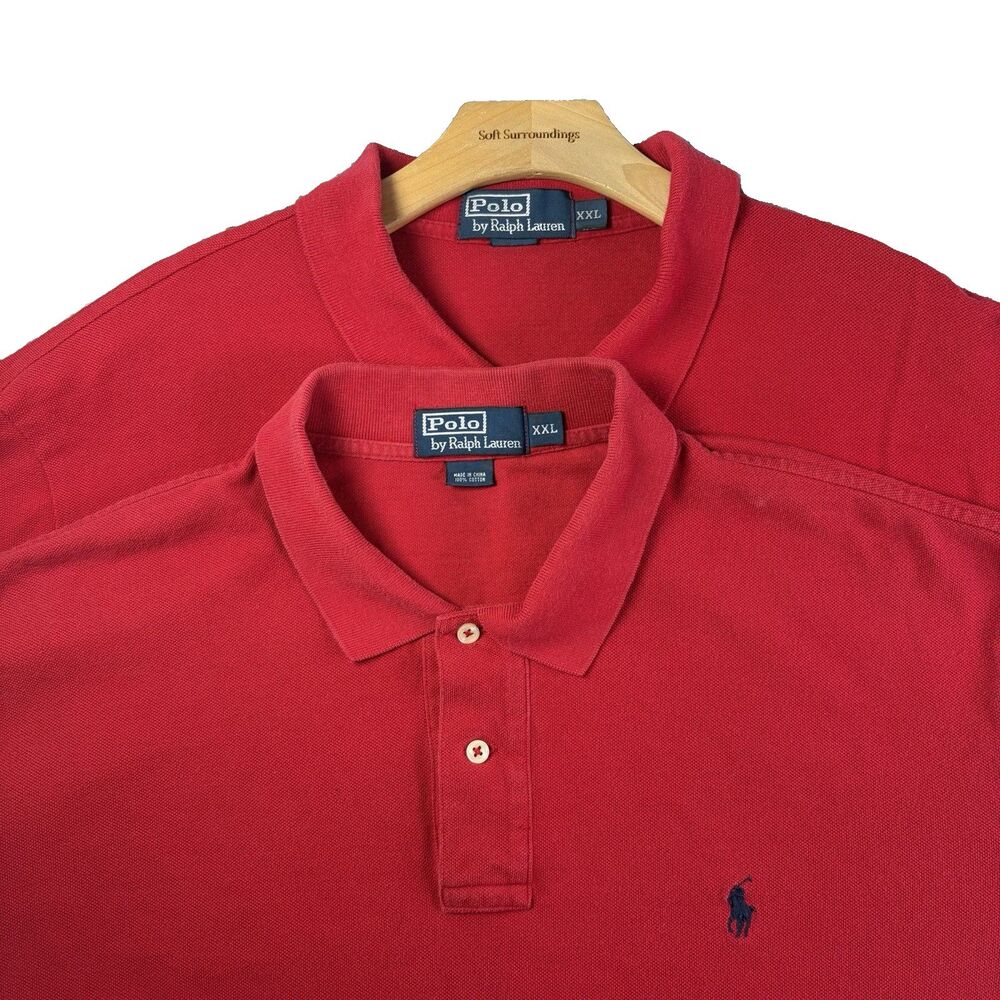 Polo Ralph Lauren Polo Shirt Lot Of 2 Mens XXL Short Sleeve Red Preppy Golf Work